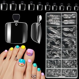 XIAOHEBAN Pack of 240 Toenail Tips, 12 Sizes, Artificial Toenails, Transparent Artificial Toenails, Artificial Toe Nail Tips, Soft Gel Full Cover Toenail Tips for Toenails, for Nail Art, DIY