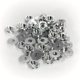 [60PCS] M3 Finishing Countersunk Washers, Anodized Aluminum Alloy, Head Washers Gaskets Cup Shim for Screw RC/FPV/PC/Drone/Mechanical Accessories Parts, Silvery