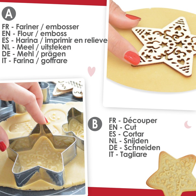 ScrapCooking - Set of 3 Cookie Cutters + Christmas Wooden