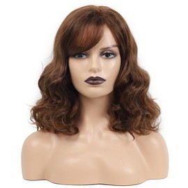 OYSRONG Elegant Women Short Multicolored Wavy Curly Frizzy Heat Resistant Daily Fibre Wig(Brown/blonde)