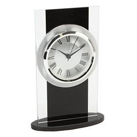 ukgiftstoreonline Glass and black modern mantle clock