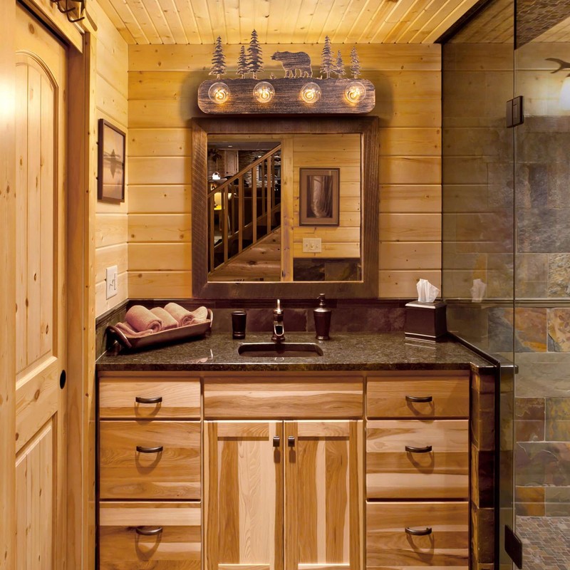 TOCHIC Rustic Bathroom Light Fixtures, 4 Lights Farmhouse Bathroom Vanity