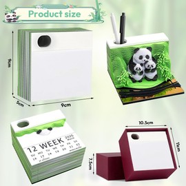VOHESEA Panda Calendar 2025, 3D Calendar 2025, DIY Timepiece Calendar Tear Off, 3D Panda Art Pads, 3D Paper Carving Art Notepad Desk Decoration (B)