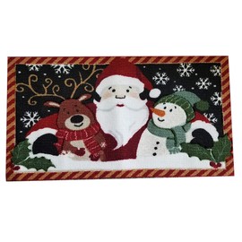 St. Nicholas Square Three Friends Christmas Rug Snowman, Santa Claus, Reindeer