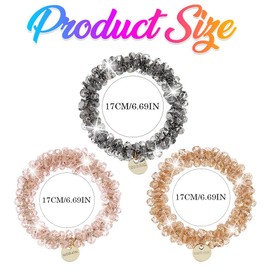 Zoestar Crystal Hair Scrunchies Beads Elastic Hair Bands Ponytail Holder Fashion Hair Accessories for Women and Girls (3 PCS) (Set 2)