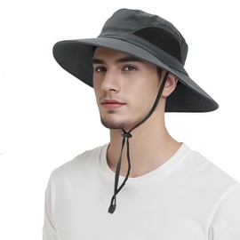 HUKUMA Sun Hat Men, Sun Protection Head Women, Outdoor Safari Hat, Summer Hat, Fishing Hat, Men, Outdoor Summer Hiking Hat, UV, Foldable Fishing Hat, Wide Brim Camping Hat, Boonie Hat for Camping and