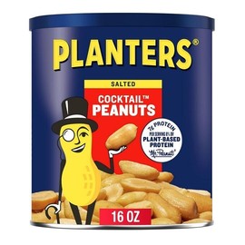 Planter's PLANTERS Salted Cocktail Peanuts, Party Snacks, Plant Based Protein 16oz (1 Cani