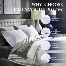 JOLLYVOGUE King Size Pillows for Sleeping Set of 2, Soft and Supportive Bed Pillows for Side Back Stomach Sleeper, Down Alternative Hotel Collection Pillows 2 Pack