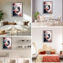 DAERLE Diamond Painting Set Erwachsene, Schwarz-weiße Koi-Fische, 5D DIY Diamant Painting Bilder, Wanddekoration für Wohnzimmer Schlafzimmer, Geschenkidee für Frauen Anfänger 30x40cm, Yin Yang