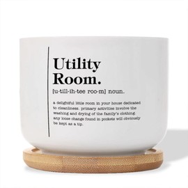 DecStic Utility Room Definition Ceramic Planter Bible Verse Planters for Outdoor Plants with Drainage Holes and Saucers Pot for Home Desktop Office Windowsill