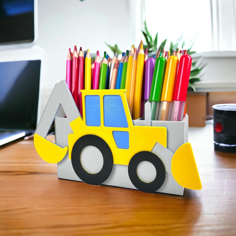 KAJAWIS Desk Organiser, Excavator, 3D Pencil Holder, Car Pencil Case,