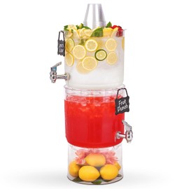 Buddeez Durable 2 Gallon Beverage Dispenser with Stand - Stackable Drink Server for Parties - Includes Party Top Lid and Chalk board Tag
