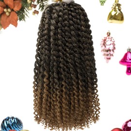Passion Twist Hair 6 Packs Water Wave Synthetic Crochet Braids for Passion Twist Braiding Hair Bohemian Curl Hair Extensions (6PCS Passion Twist Hair 12Inch, T1B/27)