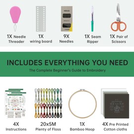 CYANFOUR 4 Stage Beginners Embroidery Kit for Adults, Easy to Learn 38 Different Stitches from Instruction & Video, Needlepoint Kits for Adults with Stamped Embroidery Patterns