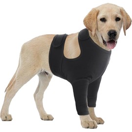 Dog Recovery Sleeve for Front Legs,Adjustable Sleeves to Stop Licking,Breathable Surgery Recovery Suit Front Leg,Elbow Braces Protector Cone Collar Alternatives (Black, M)