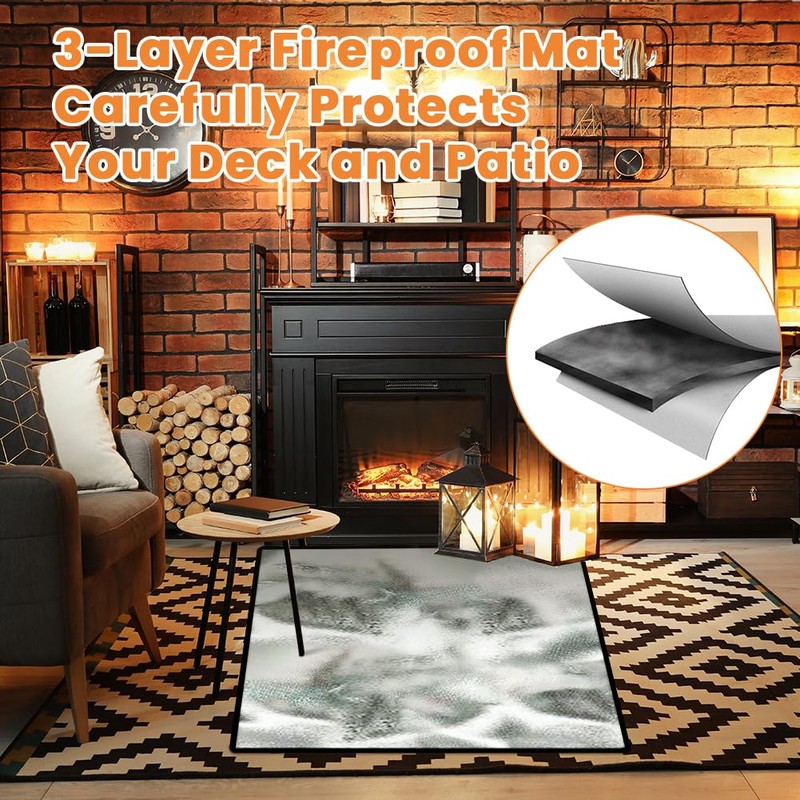 flintronic Fire Pit Mat, 100 x 100 cm, Fireproof Underlay,