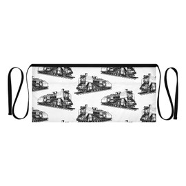 Selerdon Vintage Trains Server Apron Half Waist Aprons Chef Apron for Women Men Home Cooking