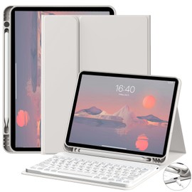 GKABXY GKABXY Keyboard Case for iPad (A16) 11th Gen 11 inch 2025 & iPad 10th Gen 10.9 inch 2022 with Holder | Detachable Bluetooth Wireless Keyboard | Soft TPU Back Shell | Auto Sleep/Wake (Gray)