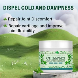 CHILLFLEX - Crema calmante de mentol, actividades articulares en todo el cuerpo, ungento calmante refrescante para msculos, cabeza, cuello, manos y...