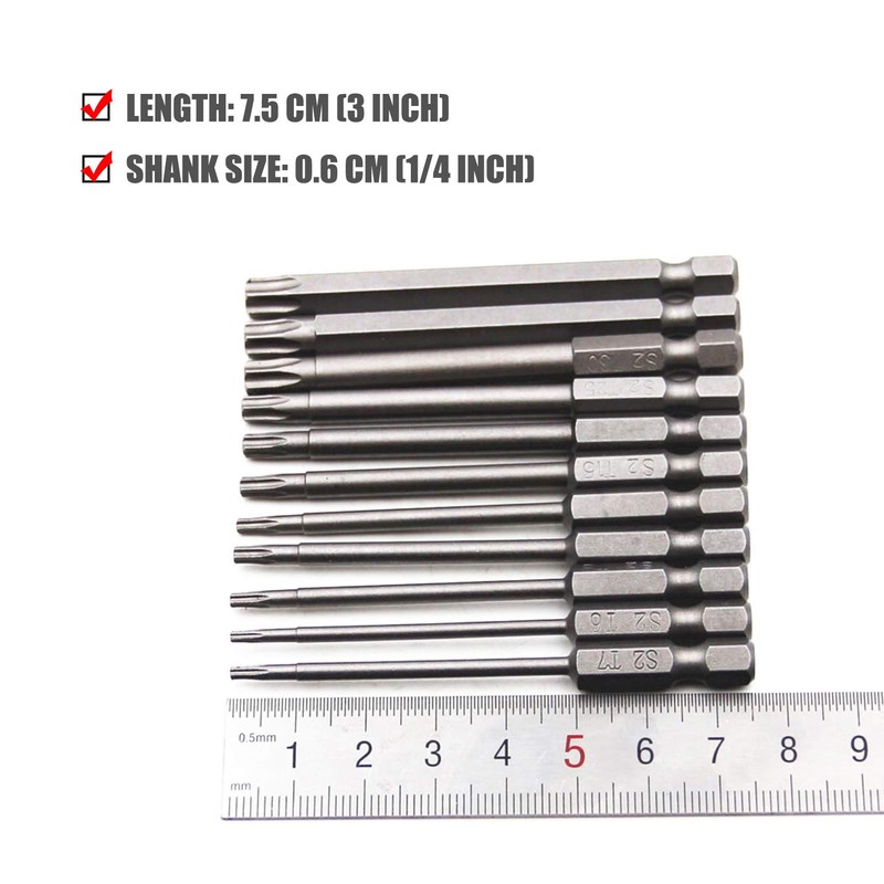 Torx Security Screwdriver Set 11 PCS T6-T40 3 Inch Magnetic