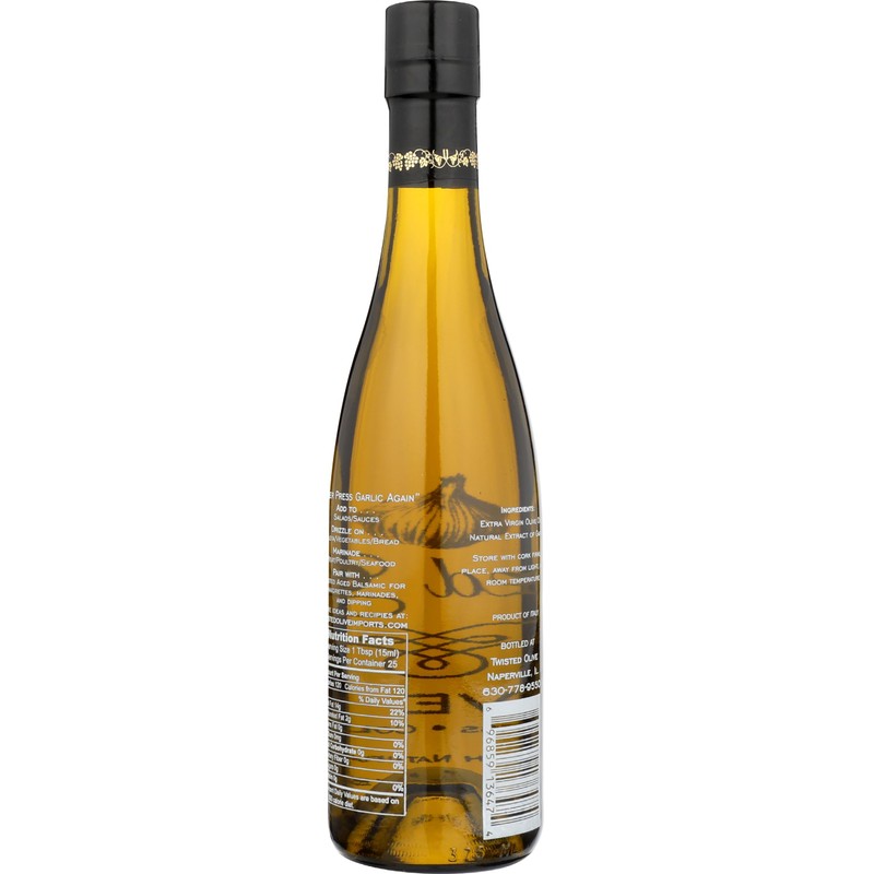 TWISTED OLIVE IMPORTS Garlic Extra Virgin Olive Oil, 375 ML
