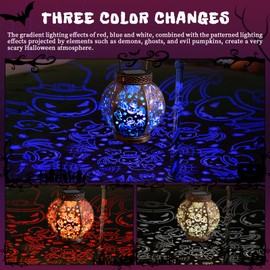 Linterna solar de Halloween con iluminación degradada, IP65 impermeable para decoración de festivales, luz colgante de Halloween para patio, estanque, camino