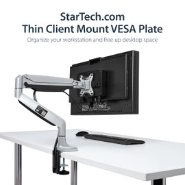 StarTech.com Thin Client Mount - Mini PC VESA Mount - Adjustable .7 to 2.8" - Under Desk Computer Mount - Mac Mini Monitor Mount (ACCSMNT), Black, 3.7" x 3.1" x 4.6"