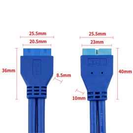 IYUANEPRO USB 3.0 Header Extension Cable, USB3.0 19-Pin/20-Pin Male to Female Internal Extender Adapter, 0.65 Feet