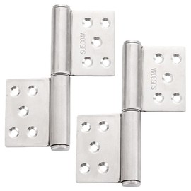 Stainless Steel Hinge, Pack of 2 Door Hinges, Heavy Duty Folding Hinges, Furniture Hinges for Wooden Doors, Interior and Exterior Doors, Cabinet, Bedroom, Window, 132 x 58 x 18 mm