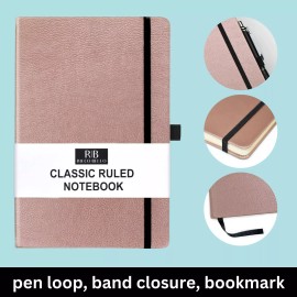 R|B RICCO BELLO RICCO BELLO Classic College Ruled Notebook | Faux Leather Hardcover Lined Wri...