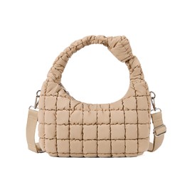 Telena Crossbody Bag for Women Puffer Tote Bag Lightweight Puffy Tote Bag Small Quilted Crossbody Shoulder Bags with Detachable Strap Khaki