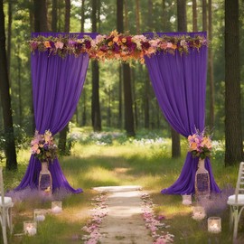 DUOBAO Purple Chiffon Backdrop Curtain 29x120-Inch Polyester Fabric Drapes for Wedding Ceremony Sheer Curtains 2 Panels Photography Backdrops Drape Party Stage Purple Background for Parties