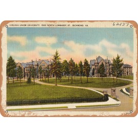 10 x 14 METAL SIGN - Virginia Postcard - Virginia Union University, 1500 North Lombardy St, Richmond, VA. - Vintage Rusty Look