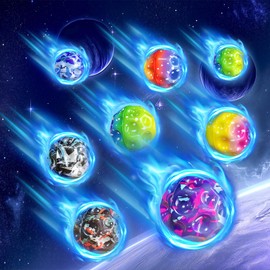 RoserRose Pack of 8 Jumper Ball with Bandaging, Moonball, High Space Super High Bouncing Jumping Toy for Children, Suitable for Indoor and Outdoor Use (Random Colours, Camouflage and Colourful)