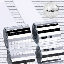 2 Rollos Autoadhesivos Plateados de Espejos, Hojas de Mosaico Autoadhesivas para Espejo, Miniadhesivos Cuadrados Plateados, Mosaico de Cristal Cuadrado para Manualidades, Decoración del Hogar