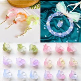 Pack of 140 Flower Beads Glass Beads for Threading Bell Flowers Crystal Beads DIY Craft Accessories for Making Bracelets, Necklaces, Anklets etc