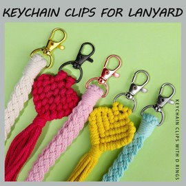 LEOBRO Swivel Snap Hooks and Key Rings, 60 Pcs Keychain Clips with D Key Rings, Keychain Hook with Key Chain Ring, for Keychain Making, DIY Crochet Crafts Lanyard Jewelry, 5 Colors