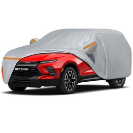 Car Cover for 2019-2025 Chevy Blazer, Waterproof Custom-fit All Weather Sun Rain UV Dust Snow Protection Outdoor Blazer Full Car Cover with Door Zipper and Cotton Lining-Grey
