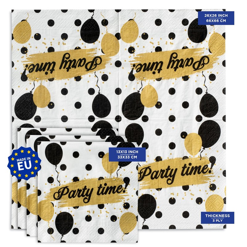 Celebration Lunch Napkins for Cocktails, Appetizers, Bar Drinks, Birthdays and