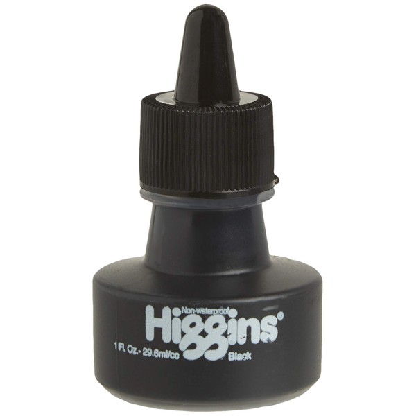 Higgins Pigmented Drawing Ink, Black, 1 Ounce Bottle (44021)