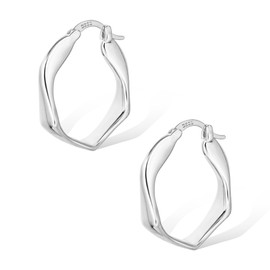 ALEXCRAFT Gold Silver Earrings Small Hoop Earrings Women's Hypoallergenic Silver 925 Earrings Chunky Small Hollow Hoop Earrings Thick Oval Hoop Earrings Huggie Hoop Earrings Chunky Hoop Earrings