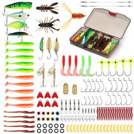 Vicloon Fishing Lures Set,147pcs Fishing Lures Accessories Set Mixed,Baits Kits Mixed Tackle Including Hard Bait,Soft Bait,Sequins,Rotating Sequins,Compound Sequins,Swivels and Tackle Box