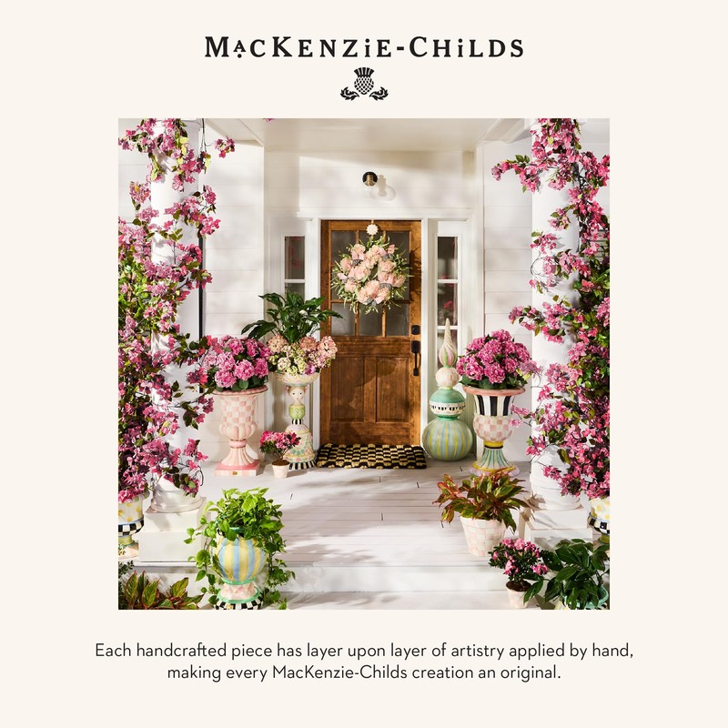 MACKENZIE-CHILDS Woven Check Entrance Mat, Decorative Outdoor Coir Doormat, 24"