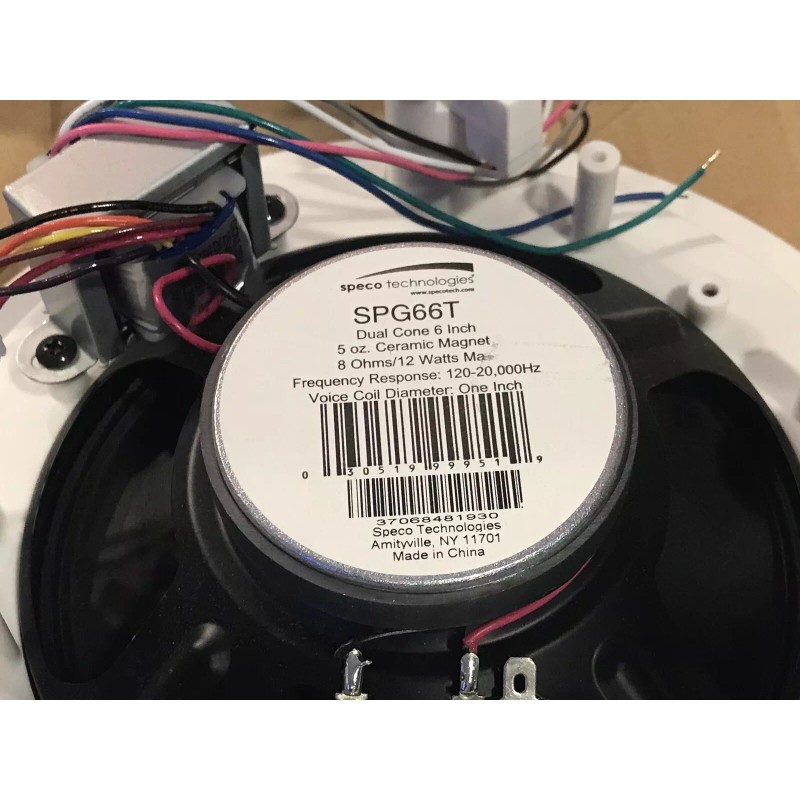 Speco 6" In-Ceiling Speaker 70/25V Contractor Series (Off-White) SPG66T