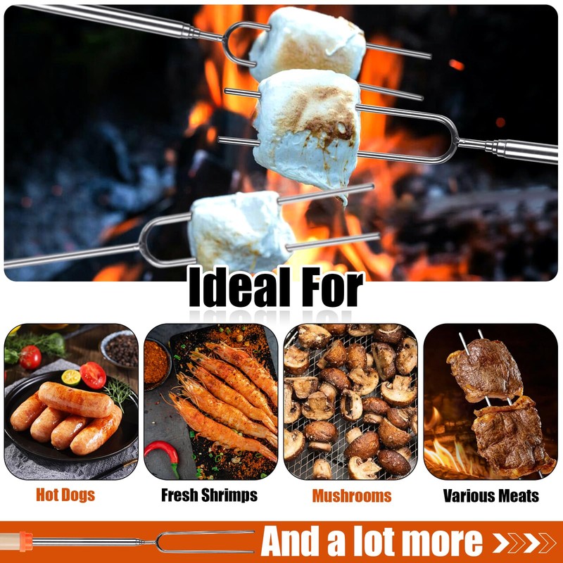 Briout Extendable Stainless Steel Roasting Sticks - Smores Sticks for
