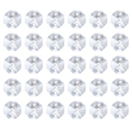 PATIKIL K9 Crystal Octagon Beads 2 Holes Pendants, Pack of 60, 12 mm Chandelier Prisms Parts Embellishments Hanging Beads for DIY Crafts Decoration, Clear