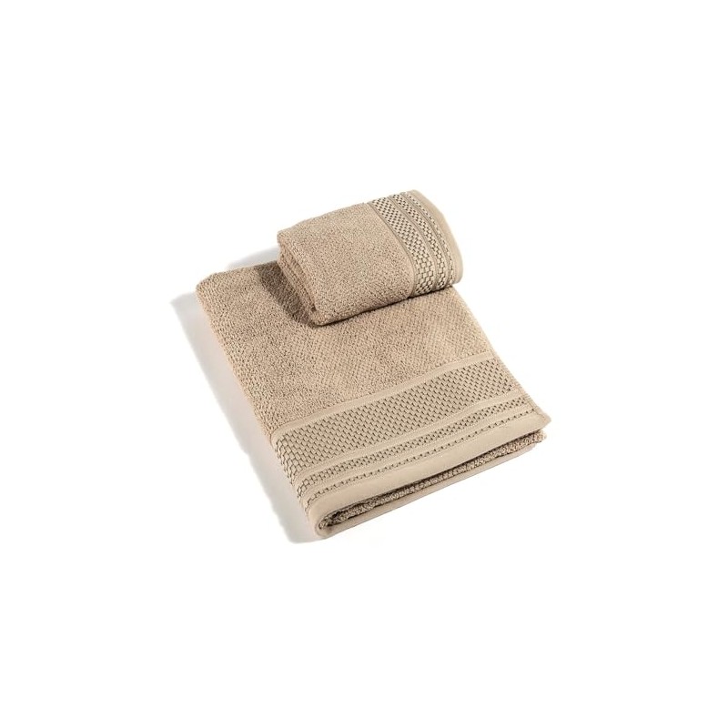 Caleffi Gim Asciugamano con Ospite, Cotone, Cammello, CM. 40X55+60X100, 58839