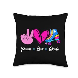 Cool Roller Skating Skate Girl Rainbow Heart Throw Pillow