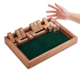 Ajuny Shut The Box - Fun Table Math Game with Wooden Board for Adults & Kids - 12 Spots Dice Game with 2+ Player Games - Ideal for Game Night, Travel