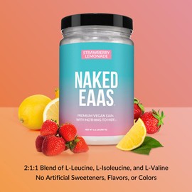 NAKED Strawberry Lemonade EAAs Amino Acids Powder, Vegan Essential Amino Acids, Instantized All Natural EAA Powder Supplement, 1.1LB - 26 Servings